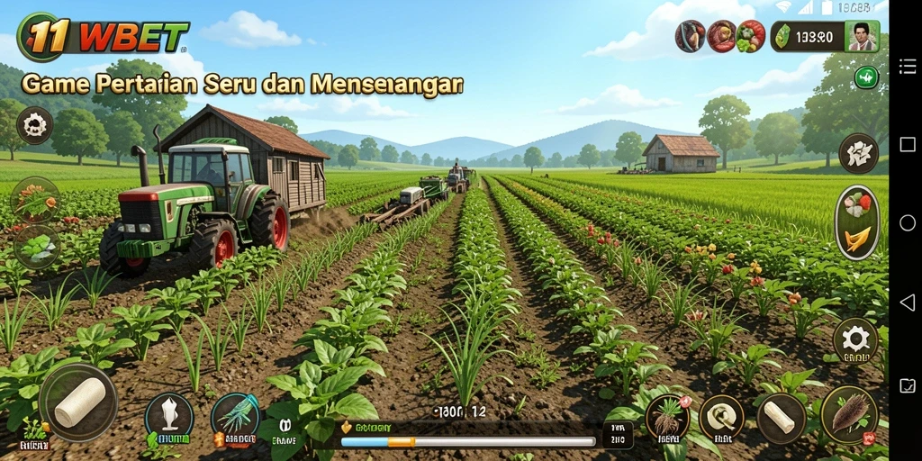 Tampilan gameplay game Farming 11WBET yang menarik dan penuh warna.