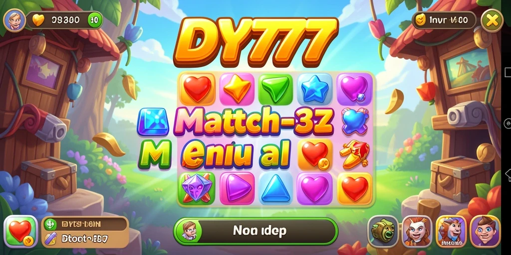 Screenshot DY777 menampilkan gameplay Match-3 yang menyenangkan.