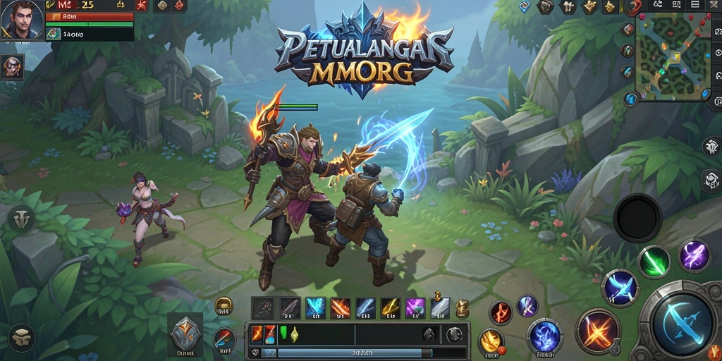 Tangkapan layar gameplay MG525 yang menunjukkan aksi bertempur dalam dunia MMORPG.