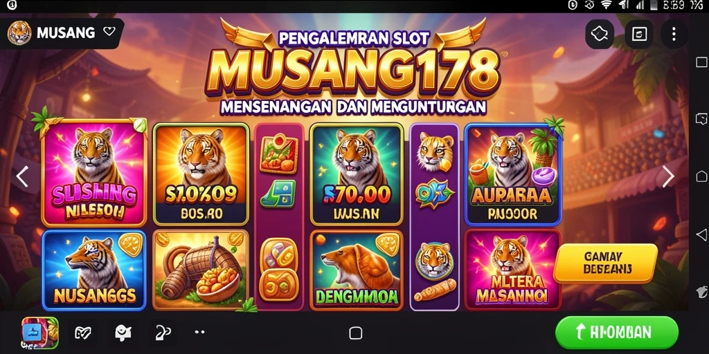 Screenshot utama MUSANG178 menampilkan gameplay Slot yang menegangkan.