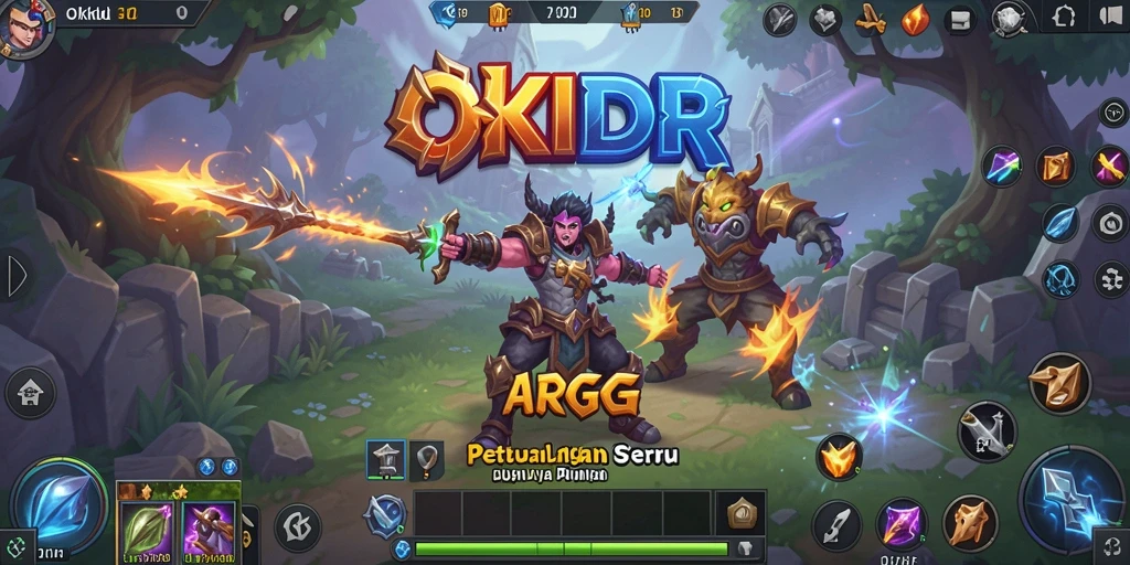Screenshot utama OKIDR menampilkan aksi petualangan yang mendebarkan.