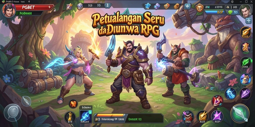 Screenshot utama PGBET menampilkan aksi seru dalam pertempuran RPG.