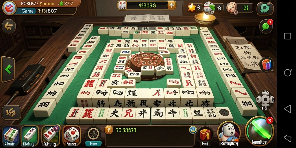 Screenshot gameplay Mahjong POROS77 yang menarik dan interaktif.