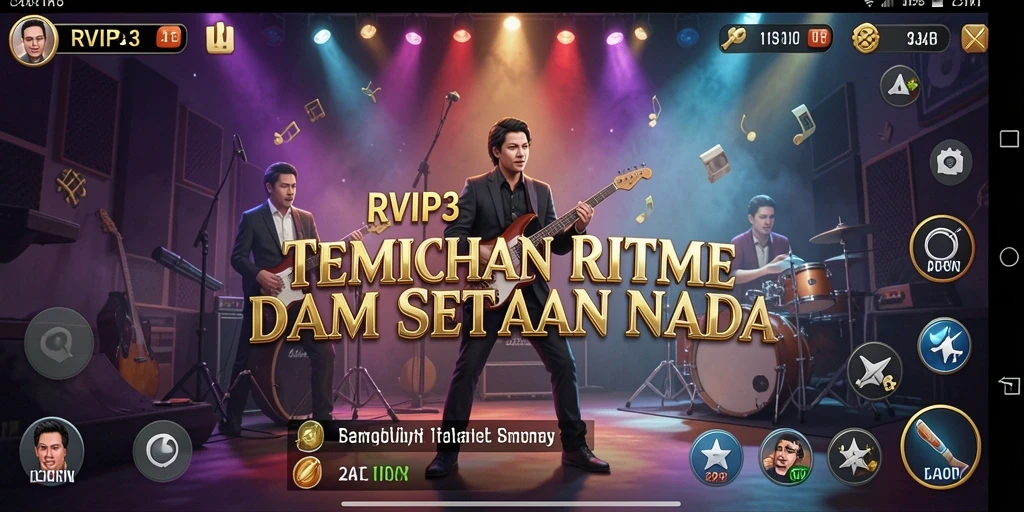Screenshot dari gameplay RVIP3 yang menampilkan momen bermain musik yang menarik.