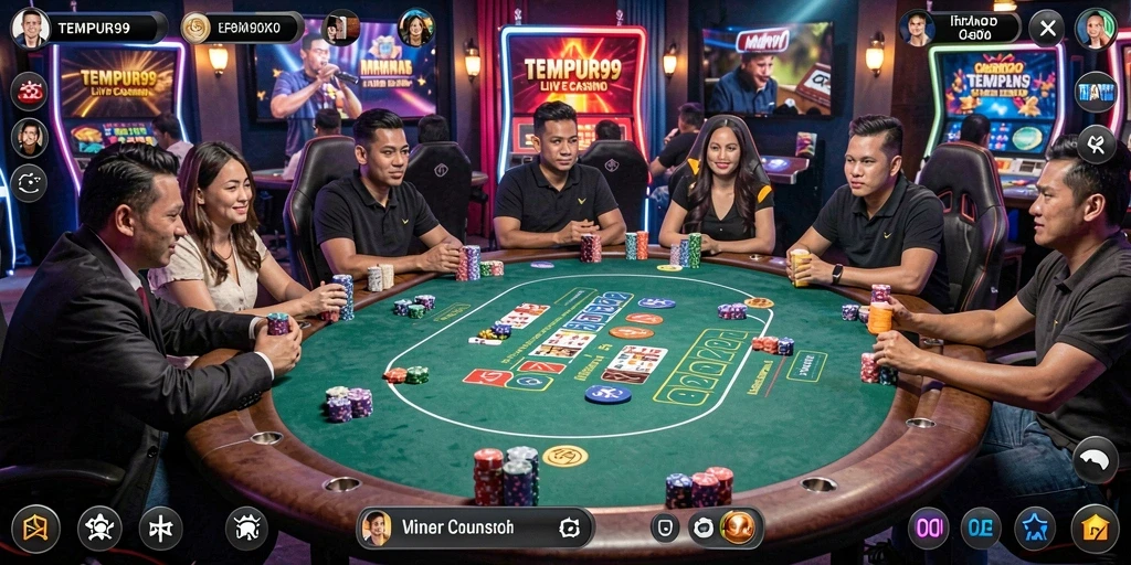 Screenshot gameplay Live Casino TEMPUR99 yang menarik dan interaktif.