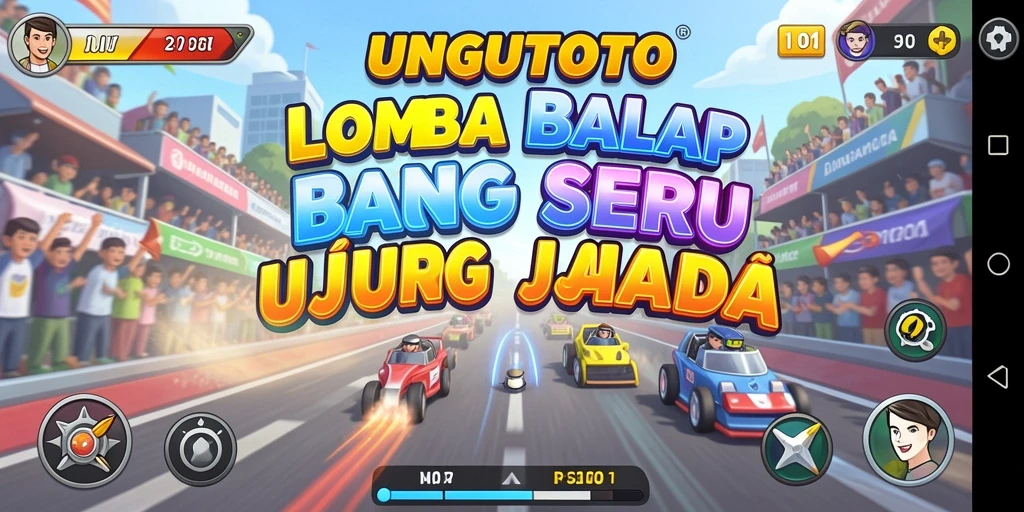 Tampilan gameplay seru dari UNGUTOTO dengan aksi balap yang mendebarkan.