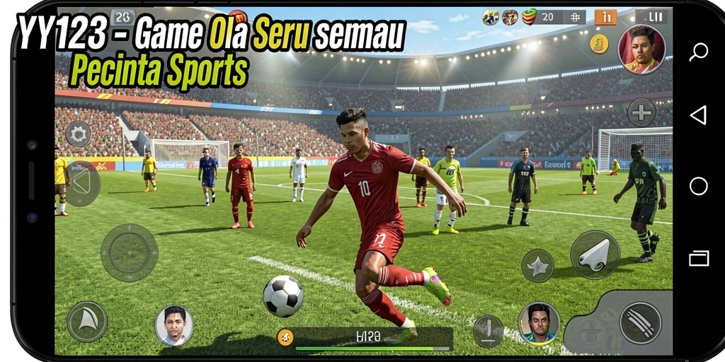 Screenshot menunjukkan pertandingan seru dalam game olahraga YY123.